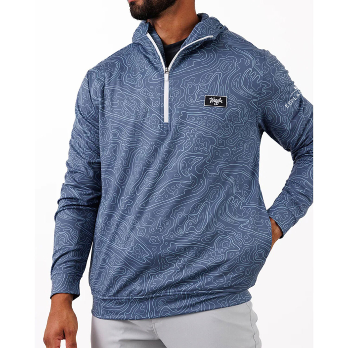 Men's Waggle Loon Lake Topographic Zip Hoodie