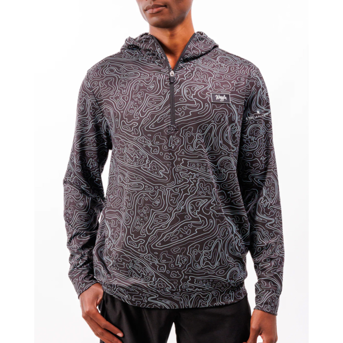 Men's Waggle Loon Lake Topographic Zip Hoodie - Black